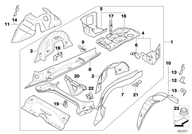 2012 BMW M3 Floor Parts Rear Exterior Diagram