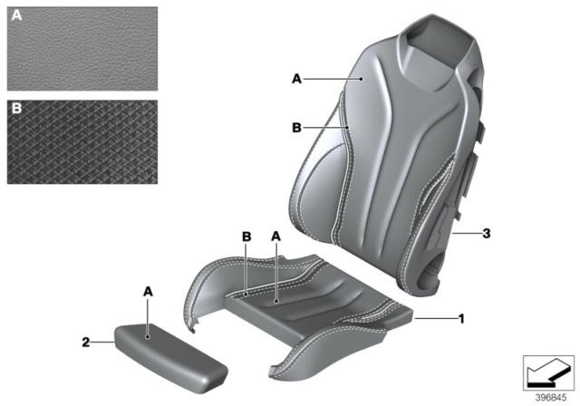 2018 BMW 440i Individual Sports Seat Cover, Front Diagram 1