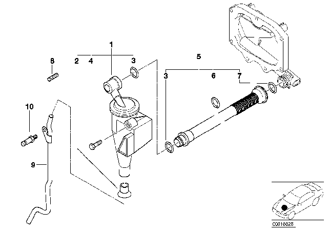 1996 BMW 740iL Oil Pipe Outlet Diagram for 11151745649