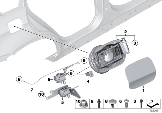 2009 BMW X6 Fill-In Flap Diagram