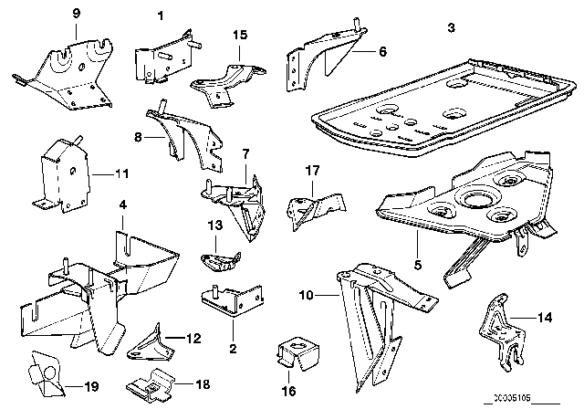 1994 BMW 525i Battery Tray Diagram for 51711946178