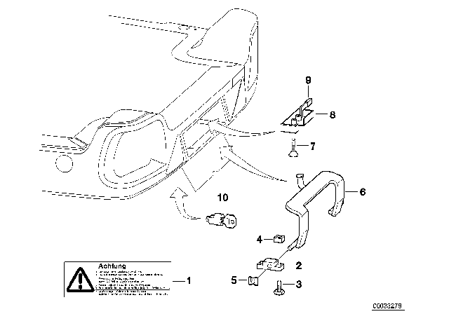 1998 BMW 540i Lock Incl. Key Diagram for 86190002056
