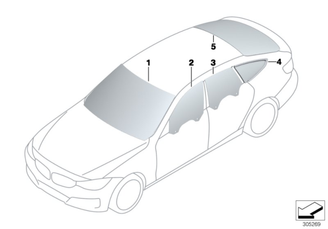 2019 BMW 440i Gran Coupe Glazing Diagram