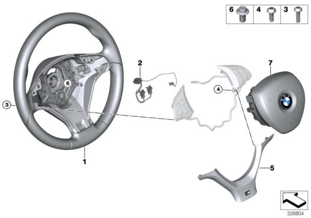 2007 BMW X5 M Sports Steering Wheel, Airbag Diagram