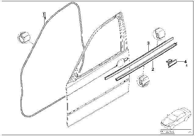 2002 BMW 325i Outer Weatherstrip, Right Diagram for 51338194712