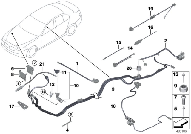 2013 BMW ActiveHybrid 5 Battery Cable Diagram for 61129150990