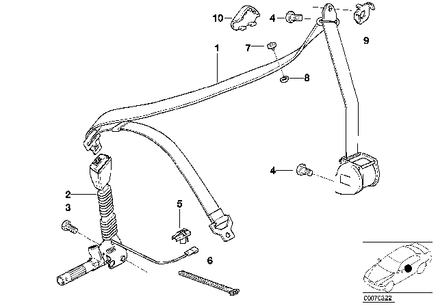 2002 BMW Z3 M Seatbelts Diagram