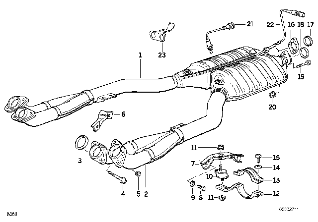 1994 BMW 540i Exhaust Support Diagram for 18321741158
