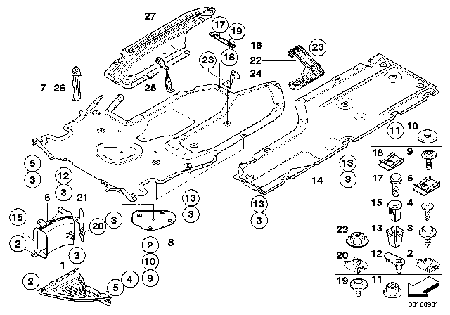 2008 BMW 650i Underfloor Coating Center Diagram for 51757154145