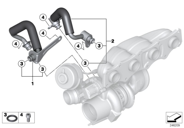2015 BMW 320i Cooling System, Turbocharger Diagram