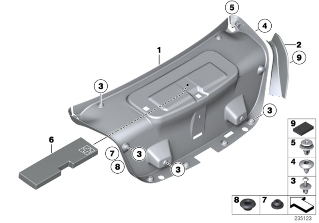 2013 BMW 535i Trim Panel, Rear Trunk / Trunk Lid Diagram 2