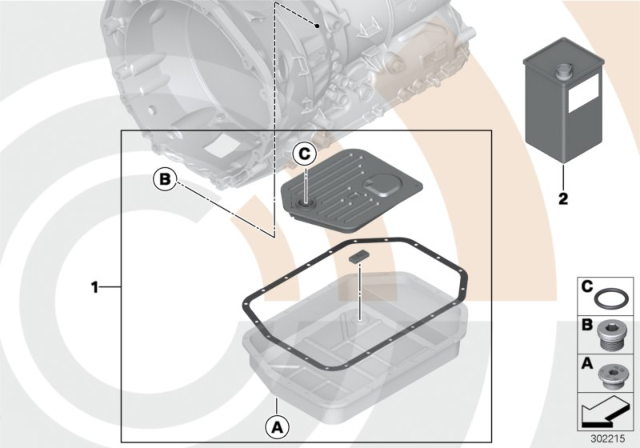 2001 BMW 540i Fluid Change Kit, Automatic Transmission Diagram