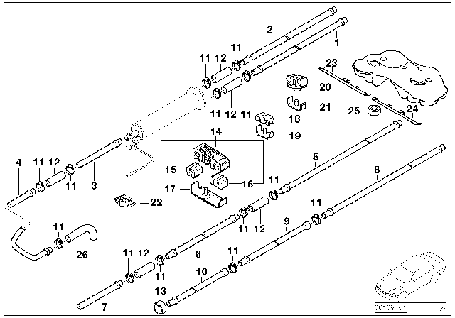 1999 BMW 740i Vent Pipe Diagram for 16131182184