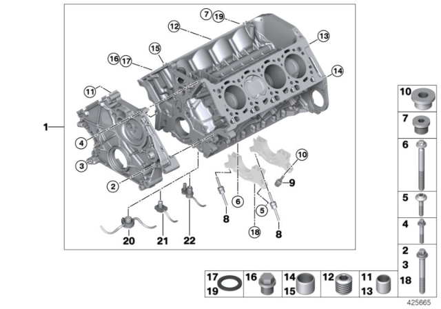 2015 BMW X6 Engine Block & Mounting Parts Diagram 1