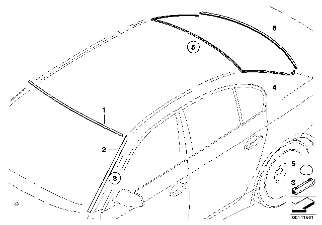 2008 BMW 528xi Drip Moulding, Right Diagram for 51317045448