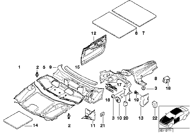 2000 BMW 740iL Upper Sound Insulating Dash Panel Diagram for 51488125949
