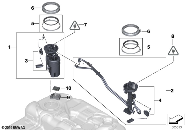 2018 BMW X5 Fuel Pump In Tank Pump And Filter Diagram for 16114826897