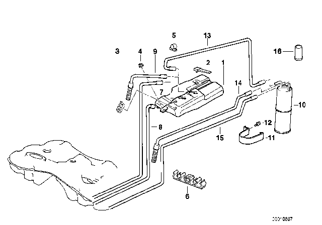 1995 BMW 740i Bracket Activated Carbon Container Diagram for 16121182364