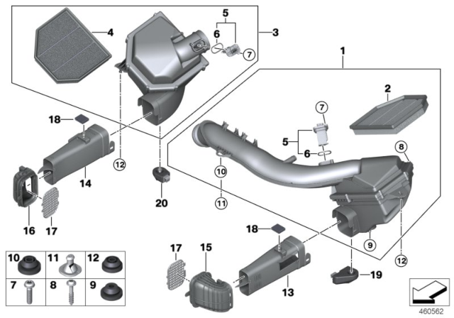 2018 BMW M3 Intake Silencer / Filter Cartridge Diagram