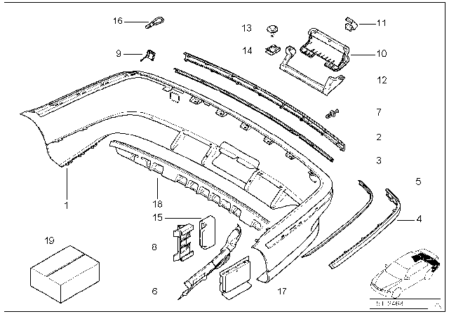 2000 BMW 540i Trim Panel, Rear Diagram 1