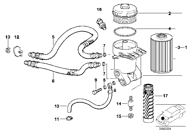 1994 BMW 850Ci Lubrication System - Oil Filter Diagram