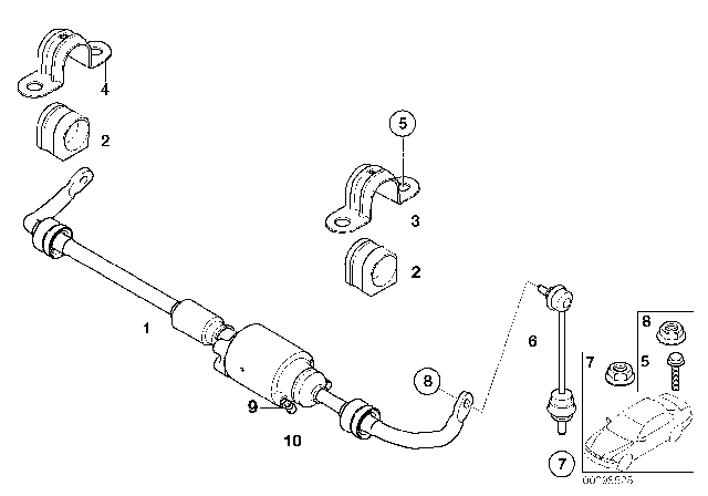 2003 BMW 745i Stabilizer Rubber Mounting Diagram for 33556753915