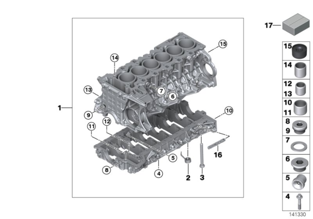 2016 BMW M235i Engine Block & Mounting Parts Diagram 1