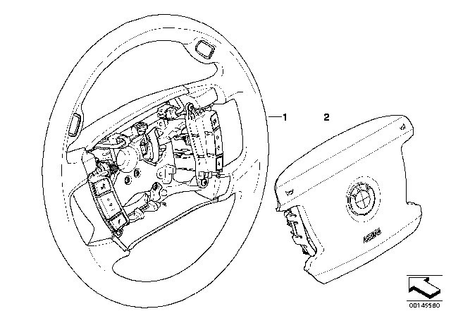 2008 BMW 750Li Airbag Module, Driver'S Side Diagram for 32346773686