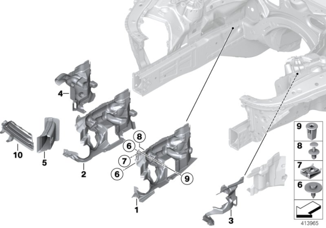 2016 BMW 640i xDrive Mounting Parts, Engine Compartment Diagram