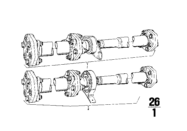 1969 BMW 1602 Steering / Drive Shaft Diagram 1