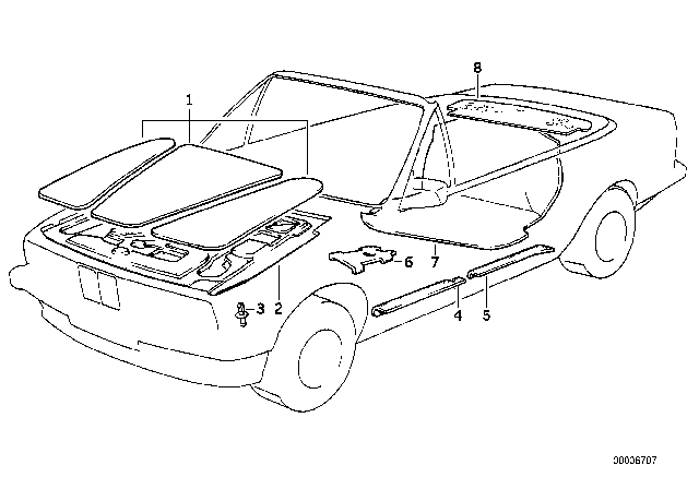 1991 BMW 325i Sound Insulating Side Member Right Diagram for 51481911390