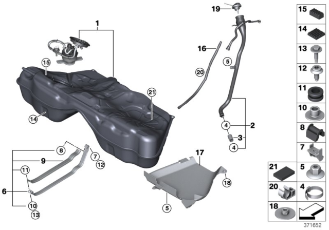 2014 BMW M6 Fuel Tank Mounting Parts Diagram