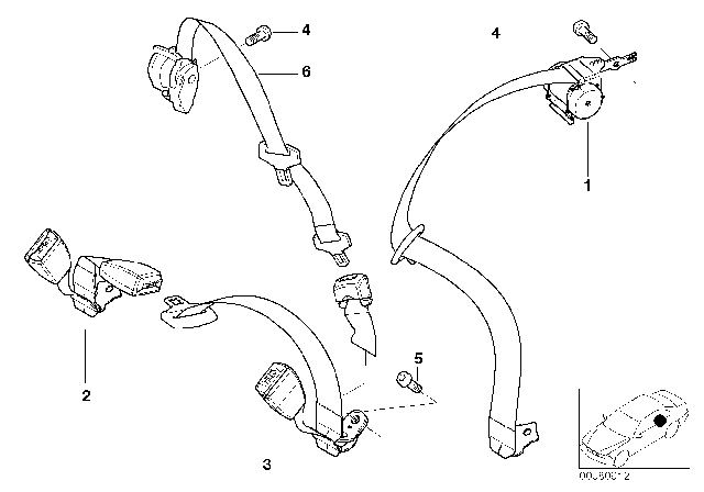 2001 BMW M3 Safety Belt Rear Diagram