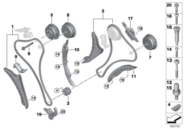 2020 BMW M760i xDrive Timing And Valve Train - Timing Chain Diagram
