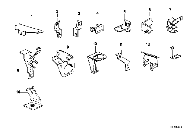 1985 BMW 735i Cable Harness Fixings Diagram