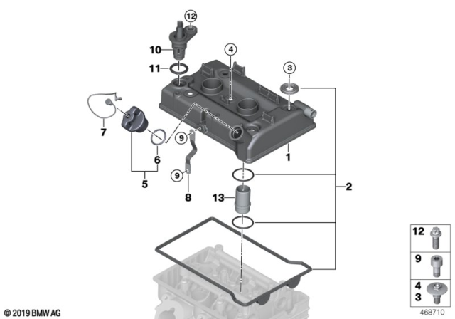 2020 BMW i3s Cylinder Head Cover / Mounting Parts Diagram