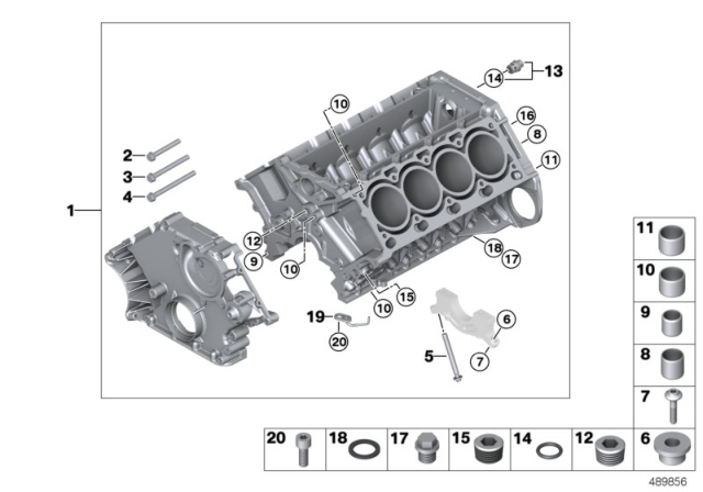 2002 BMW 745i Engine Block With Piston Diagram for 11110302206