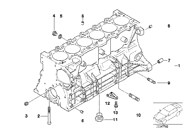 1999 BMW 323i Engine Block & Mounting Parts Diagram 1