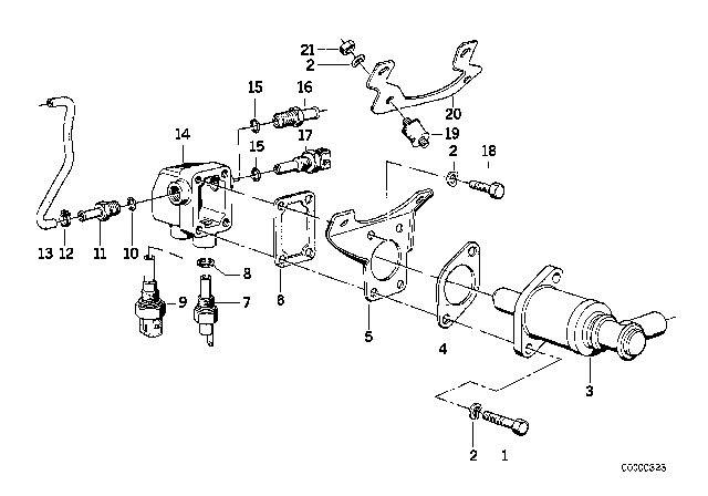 1981 BMW 633CSi Cooling System - Water Hoses Diagram 3