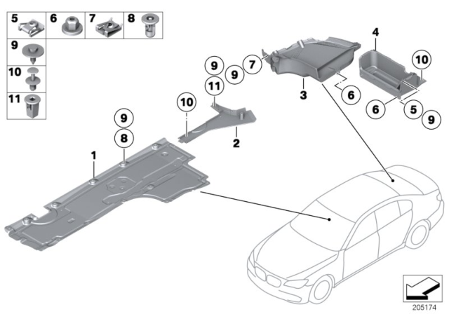 2012 BMW 750Li Covering, Rear Centre Diagram for 51757187958
