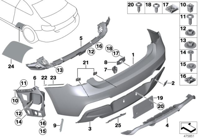 2020 BMW M240i M Trim Panel, Rear Diagram