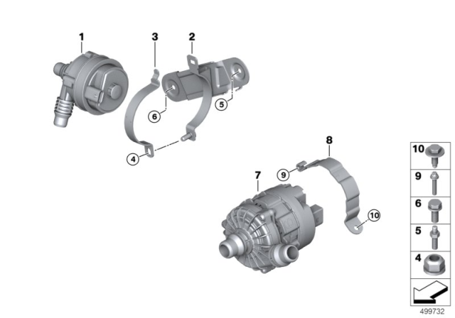 2020 BMW X3 xDrive30e(G01) Electric Water Pump / Mounting Diagram