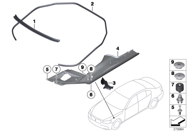 2014 BMW 750Li Bonnet Seals Diagram
