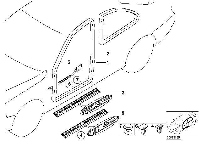 1999 BMW 323is Mucket / Trim, Entrance Diagram