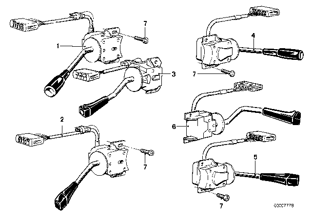 1980 BMW 633CSi Steering Column Switch Diagram