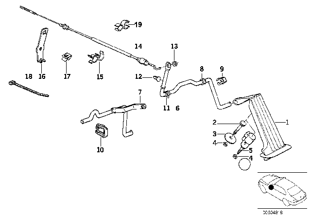 1989 BMW 535i Accelerator Pedal / Bowden Cable Diagram
