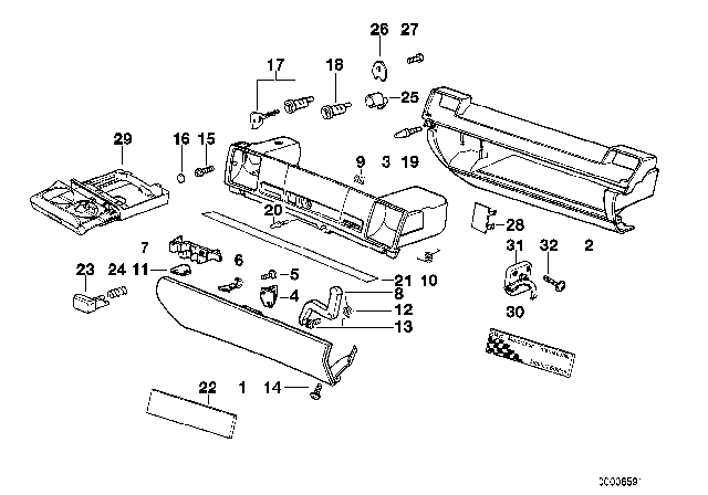 1993 BMW 325is Glove Box Housing Diagram for 51168132346