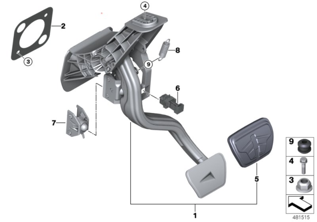 2019 BMW X4 Pedal Assembly, Automatic Transmission Diagram