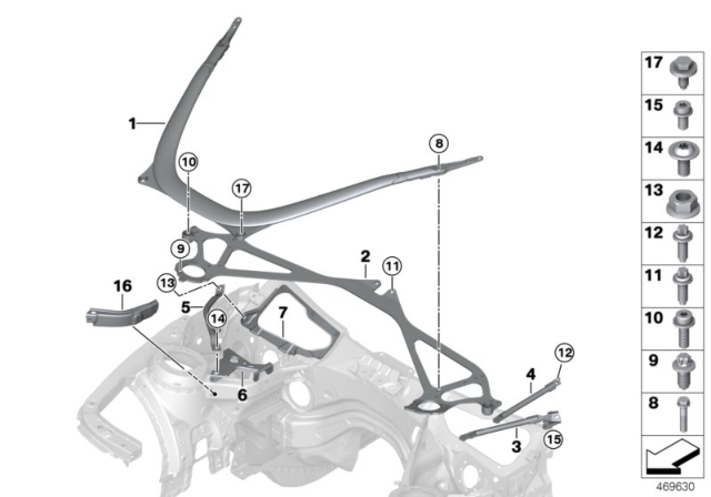 2015 BMW M3 Brace For Body Front End Diagram 2