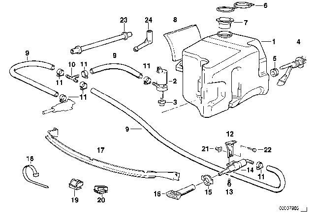 1994 BMW 325is Washer Pump Diagram for 61671378875